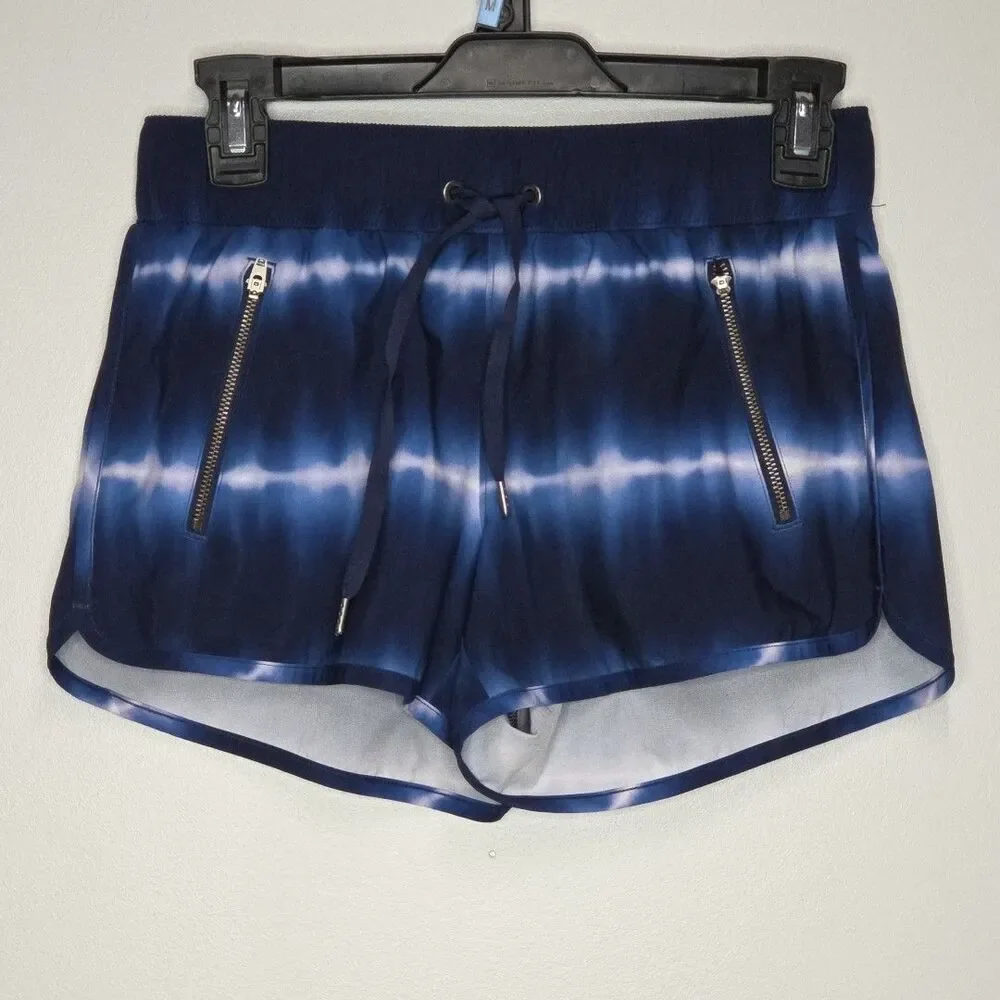 Athleta Women's XS Blue Tie Dye Active Shorts with Zipper Pockets Stretch EUC
